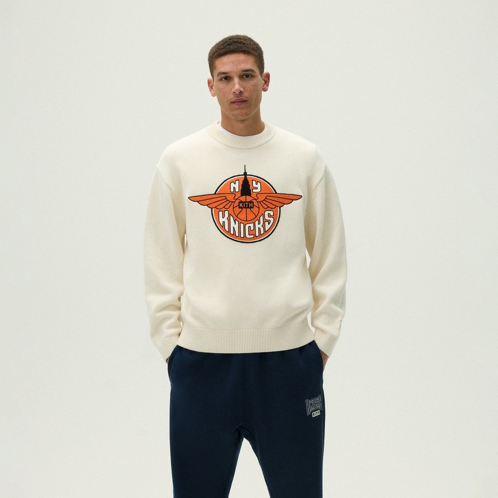 Kith for the New York Knicks Wings Lewis Sweater FW24 Sandrift Men’s Size XL